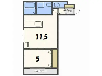 ヴィヴァーチェN1(1LDK/2階)の間取り写真