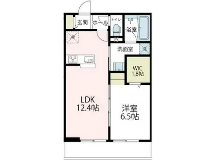 ヴァローレⅢ(1LDK/2階)の間取り写真