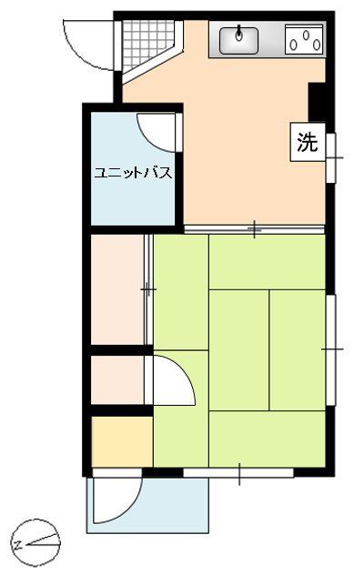 クローバー上野(1K/3階)の間取り写真