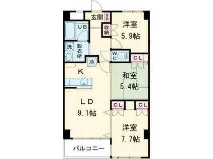 アルコ18(3LDK/1階)の間取り写真
