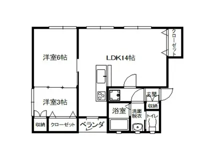 コーポサンライフ(2LDK/2階)の間取り写真