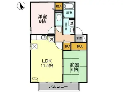 WILL MORE 2001(2LDK/1階)の間取り写真