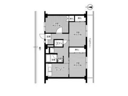 ビレッジハウス奥北野(3DK/3階)の間取り写真