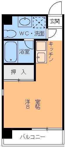 ハイジュネス(ワンルーム/2階)の間取り写真