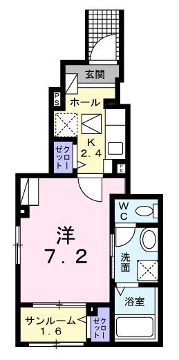 プラシードCOCOIII(1K/1階)の間取り写真