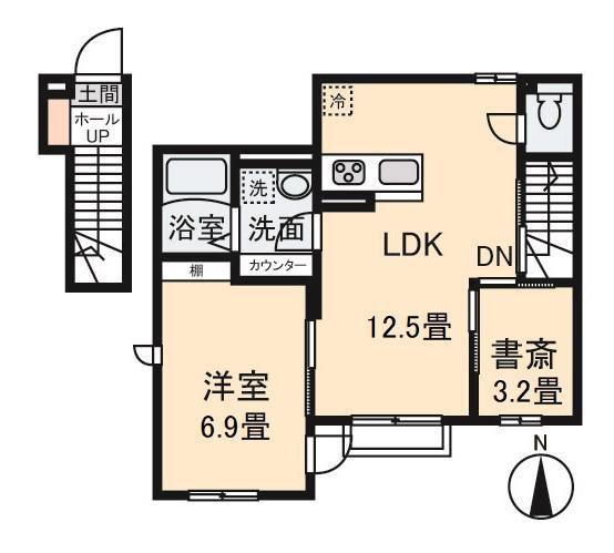 クレールムサシ(1SLDK/2階)の間取り写真