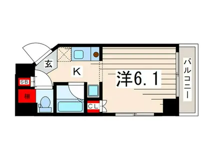 コスモリード人形町(1K/4階)の間取り写真