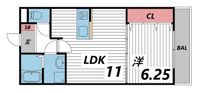 MISTRAL姫路南(1LDK/1階)の間取り写真