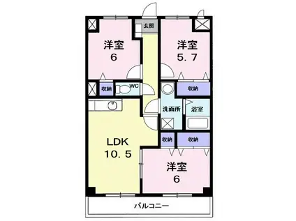 カーサ・メトロポリ(3LDK/3階)の間取り写真