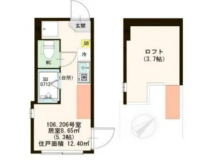 ハーモニーテラス高円寺南III(ワンルーム/2階)の間取り写真