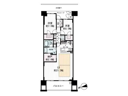 なんばセントラルリバーガーデン(2SLDK/4階)の間取り写真