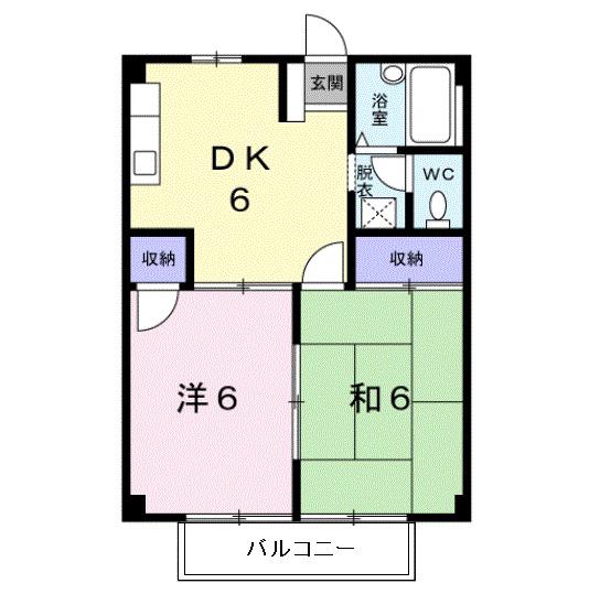 ハイム榎戸(2DK/2階)の間取り写真
