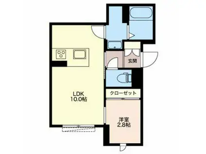 ベレオ東新町(1LDK/1階)の間取り写真