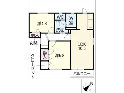 サニーハウス(2LDK/1階)の間取り写真