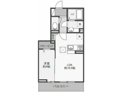 WHITE OAK(1LDK/1階)の間取り写真