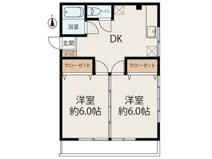サンハイツ高橋(2DK/3階)の間取り写真