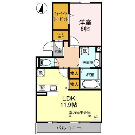 匠乃館B(1LDK/3階)の間取り写真