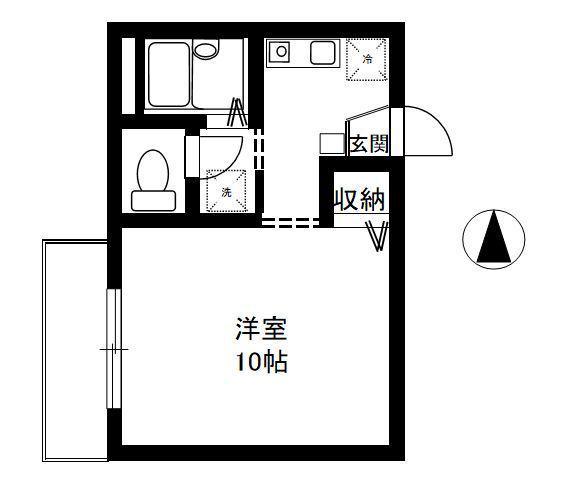 アイット(ワンルーム/2階)の間取り写真