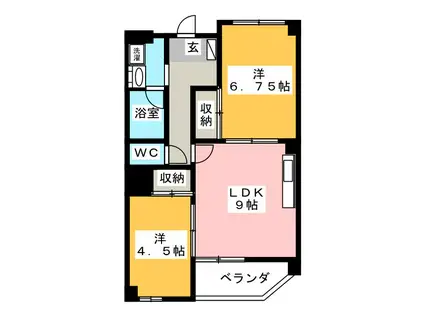 COURT VIEW RISE(2LDK/1階)の間取り写真