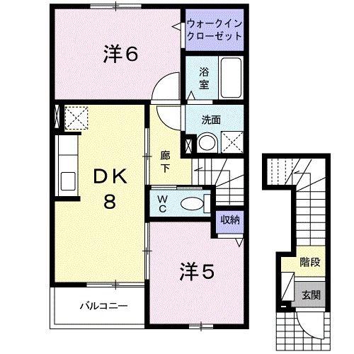 SOLEIL(2DK/2階)の間取り写真