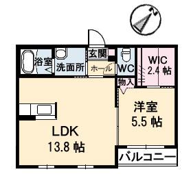 シャーメゾンさくら B棟(1LDK/1階)の間取り写真