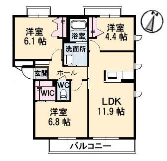 クローバー21(3LDK/1階)の間取り写真