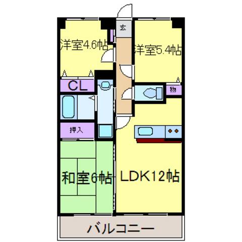 ハイグレース府中(3LDK/3階)の間取り写真