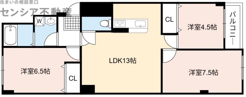 緑橋コーポ(3LDK/2階)の間取り写真