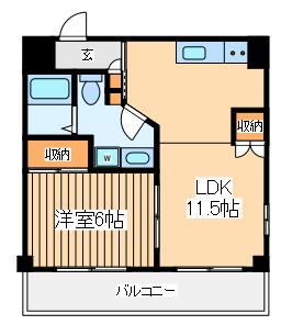 ワガビル(1LDK/2階)の間取り写真