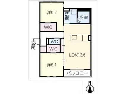 メゾンド レーヴ(2LDK/1階)の間取り写真