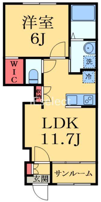 ソレイユ メイ(1LDK/1階)の間取り写真