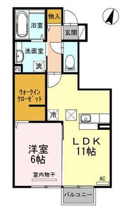 サニーハイム寺尾(1LDK/1階)の間取り写真