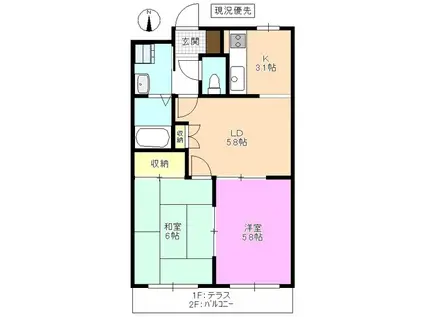 MAISONGRAPES(2LDK/2階)の間取り写真