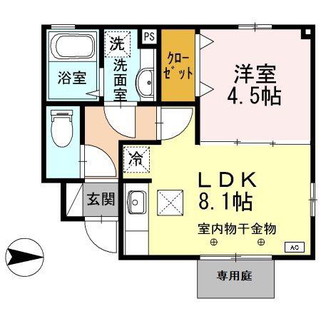 アインスコート(1LDK/1階)の間取り写真