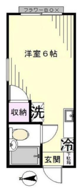 コーポさくら(ワンルーム/2階)の間取り写真