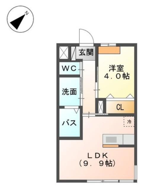 グレーシア(1LDK/1階)の間取り写真