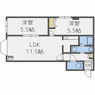 グレイスガーデン24(2LDK/2階)の間取り写真