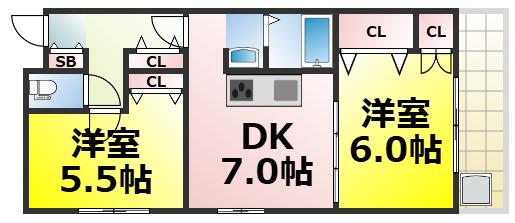 メゾン光彩(2DK/5階)の間取り写真