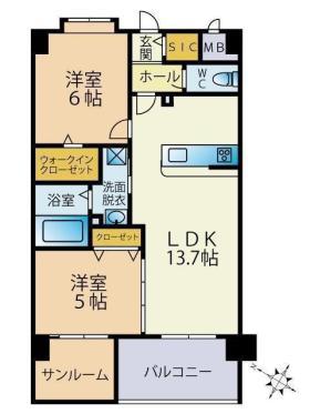 ETERUNO(2SLDK/6階)の間取り写真