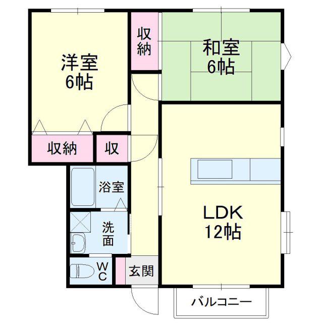 ハイステージ新橋 B(2LDK/1階)の間取り写真