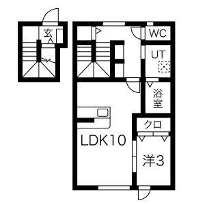 INFINITY SAGAE・I(1LDK/2階)の間取り写真