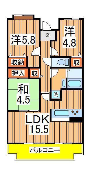 ビューパークヤマモ(3LDK/2階)の間取り写真