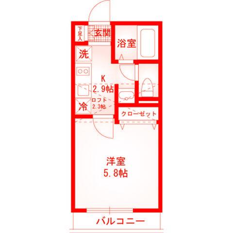 KINGLY COURT菊名(1K/2階)の間取り写真