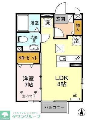 グリーンハイムA/B(1LDK/1階)の間取り写真