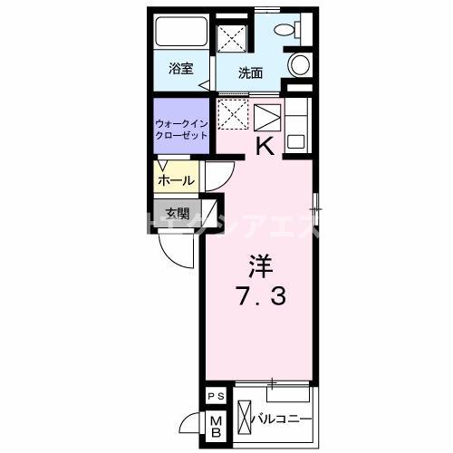 ハピネス浦江 II(1K/3階)の間取り写真