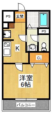 C-SQUARE SORA(1K/3階)の間取り写真