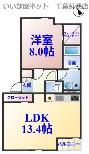 WOOD VILLAGE(1LDK/2階)の間取り写真