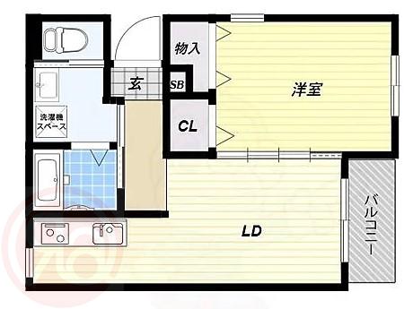 グランプログレス福島(1LDK/2階)の間取り写真