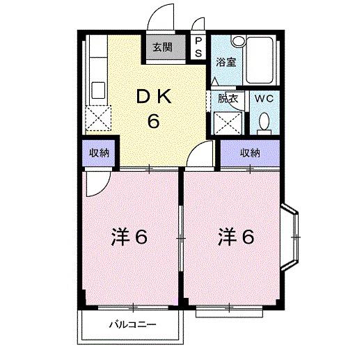 サンハイツB(2DK/1階)の間取り写真