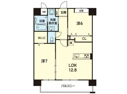CHAINON上水前寺(2LDK/10階)の間取り写真